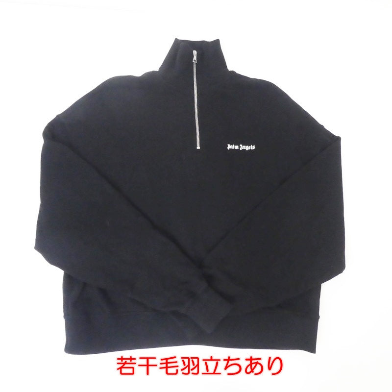 【中古】Palm Angels | パームエンジェルス Logo-Embroidered Half-Zip Sweatshirt スウェット PMBA044F23FLE002 ブラック サイズ：S