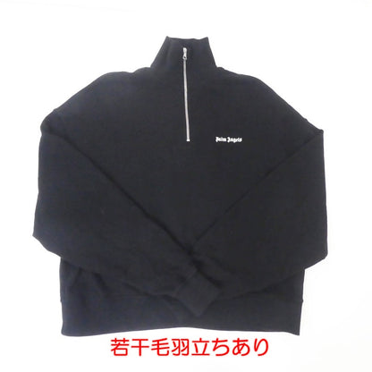 【中古】Palm Angels | パームエンジェルス Logo-Embroidered Half-Zip Sweatshirt スウェット PMBA044F23FLE002 ブラック サイズ：S