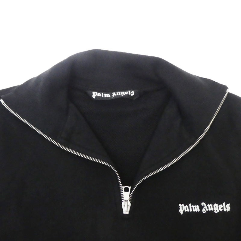 【中古】Palm Angels | パームエンジェルス Logo-Embroidered Half-Zip Sweatshirt スウェット PMBA044F23FLE002 ブラック サイズ：S