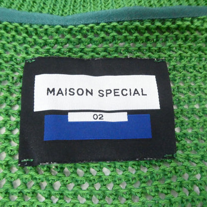 【中古】MAISON SPECIAL | メゾンスペシャル ストローヤーンプライムオーバーダメージメッシュニットVネック ニット 11221361329 グリーン サイズ：2