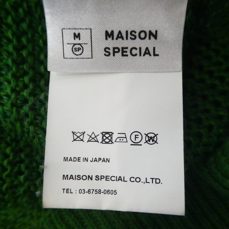 【中古】MAISON SPECIAL | メゾンスペシャル ストローヤーンプライムオーバーダメージメッシュニットVネック ニット 11221361329 グリーン サイズ：2