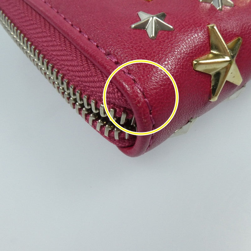 【中古】JIMMY CHOO | ジミーチュウ FILIPA STAR STUDS 長財布 ピンク