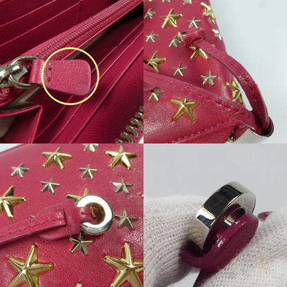 【中古】JIMMY CHOO | ジミーチュウ FILIPA STAR STUDS 長財布 ピンク