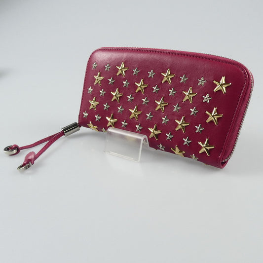 【中古】JIMMY CHOO | ジミーチュウ FILIPA STAR STUDS 長財布 ピンク