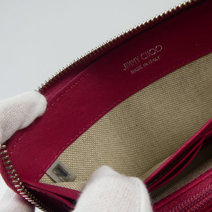 【中古】JIMMY CHOO | ジミーチュウ FILIPA STAR STUDS 長財布 ピンク