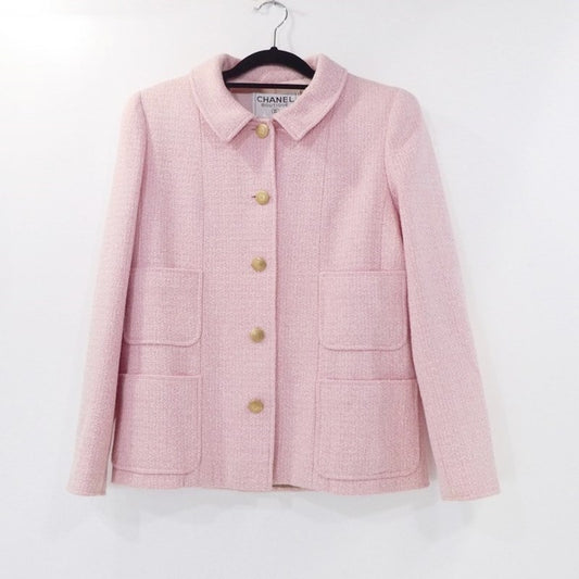【中古】CHANEL | シャネル ツイードジャケットセットアップ セットアップ P10459V06386 1998年製 国内正規品 ピンク サイズ：38
