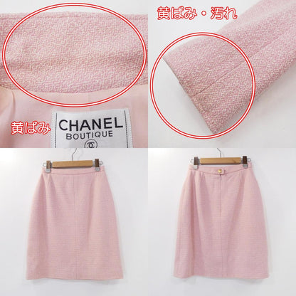 【中古】CHANEL | シャネル ツイードジャケットセットアップ セットアップ P10459V06386 1998年製 国内正規品 ピンク サイズ：38