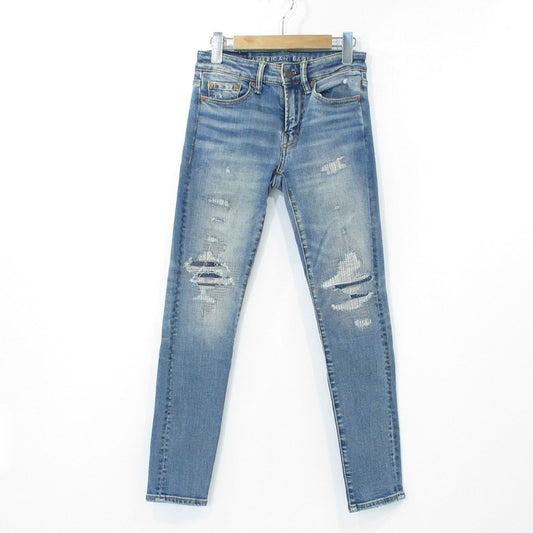 【中古】American Eagle | アメリカンイーグル デニムパンツ 6745628599 リペア加工 ブルー サイズ：26