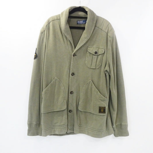 【中古】POLO RALPH LAUREN | ポロ・ラルフローレン ミリタリースウェットショールカーディガン カーディガン カーキ サイズ：M