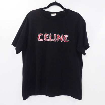 【中古】CELINE | セリーヌ ラインストーンロゴルーズフィットTシャツ 半袖Ｔシャツ 2X49F671Q ブラック サイズ：XL