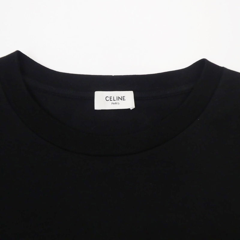 【中古】CELINE | セリーヌ ラインストーンロゴルーズフィットTシャツ 半袖Ｔシャツ 2X49F671Q ブラック サイズ：XL