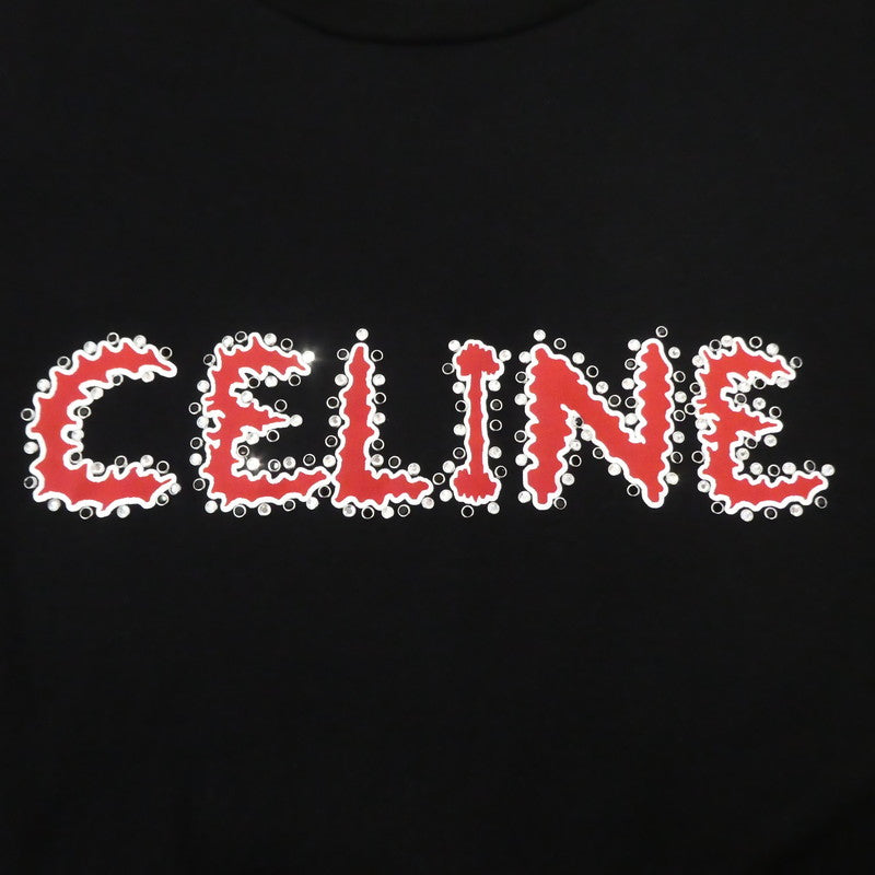 【中古】CELINE | セリーヌ ラインストーンロゴルーズフィットTシャツ 半袖Ｔシャツ 2X49F671Q ブラック サイズ：XL
