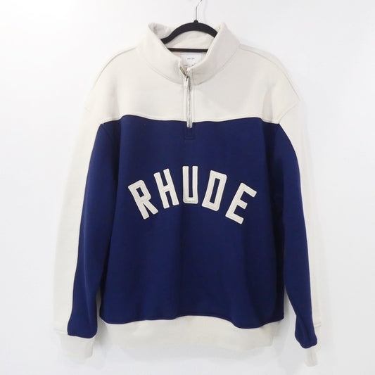 【中古】RHUDE | ルード CONTRAST QUARTER-ZIP Varsity スウェット RHSS24JA091672772277 ネイビー サイズ：XL