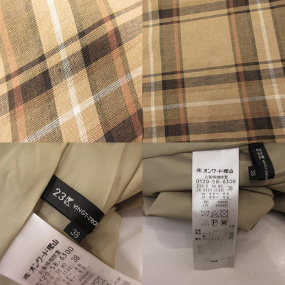 【中古】23ku | 23区 ヴィスコースリネンチェック スカート 6960392 サイズ：38