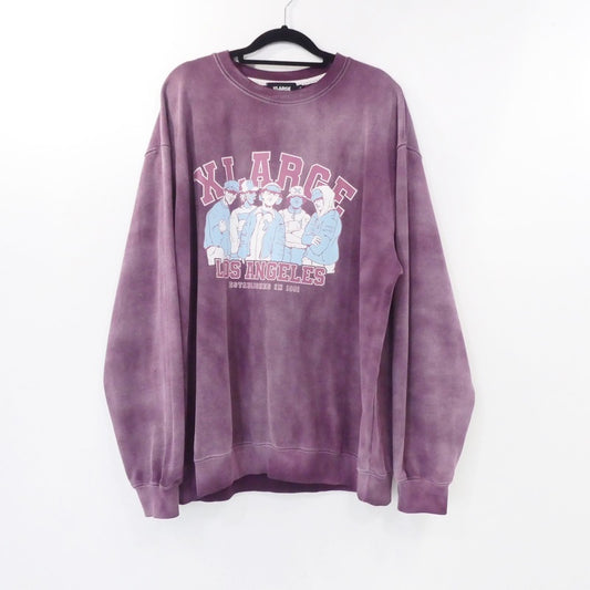 【中古】X-LARGE | エクストララージ EST 1991 BLEACHED CREWNECK SWEATSHIRT スウェット 101234012004 パープル サイズ：L