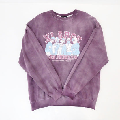 【中古】X-LARGE | エクストララージ EST 1991 BLEACHED CREWNECK SWEATSHIRT スウェット 101234012004 パープル サイズ：L