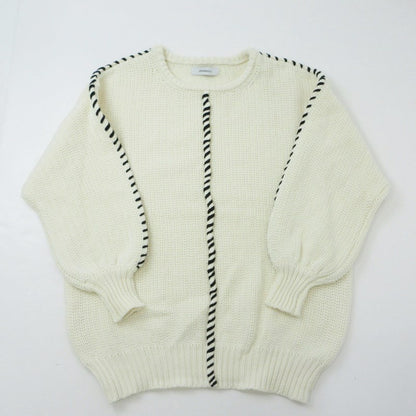【中古】JOHN BULL | ジョンブル ハンドステッチクルーネックプルオーバー セーター ZC819 2022A/W サイズ：F アイボリー