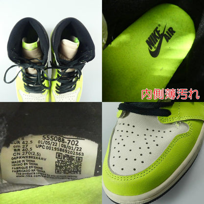 【中古】NIKE | ナイキ AIR JORDAN 1 RETRO HIGH OG VOLT スニーカー 555088-702 イエロー 27cm