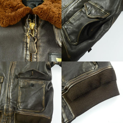 【中古】ALPHA | アルファ G-1 PATCHED レザー TA1489 2023年モデル ユーズド加工 ゴートスキン ブラウン サイズ：42