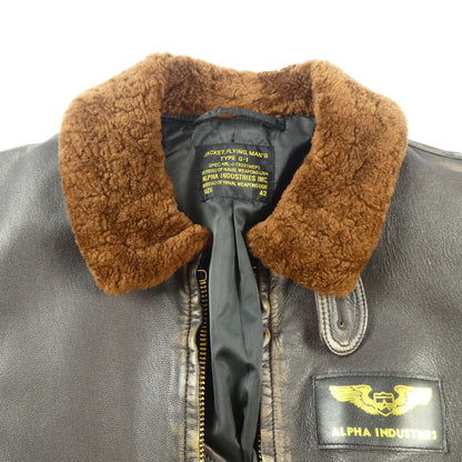 【中古】ALPHA | アルファ G-1 PATCHED レザー TA1489 2023年モデル ユーズド加工 ゴートスキン ブラウン サイズ：42