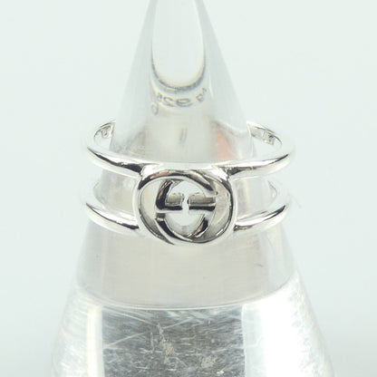【中古】GUCCI | グッチ インターロッキングGスリムオープンバンド リング・指輪 298036 シルバー