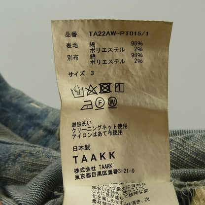 【中古】TAAKK | ターク DENIM ESCARGOT FLARE デニムパンツ TA22AW-PT015/1 2022A/W ブルー サイズ：3