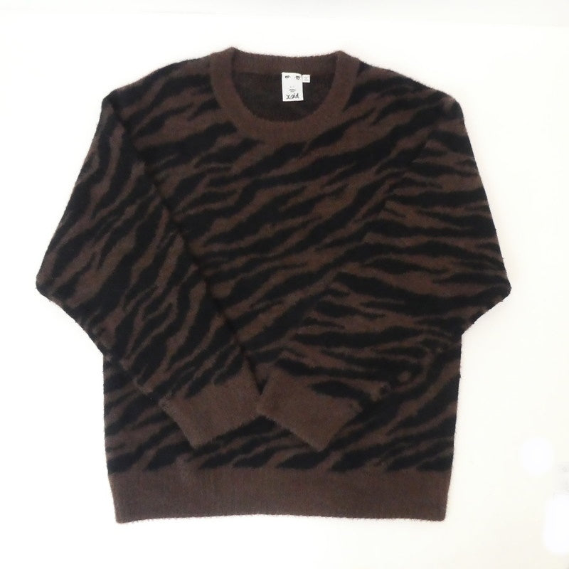 【中古】X-girl | エックスガール ZEBRA PATTERN OVERSIZED KNIT TOP セーター 105214015001 ブラウン サイズ：S