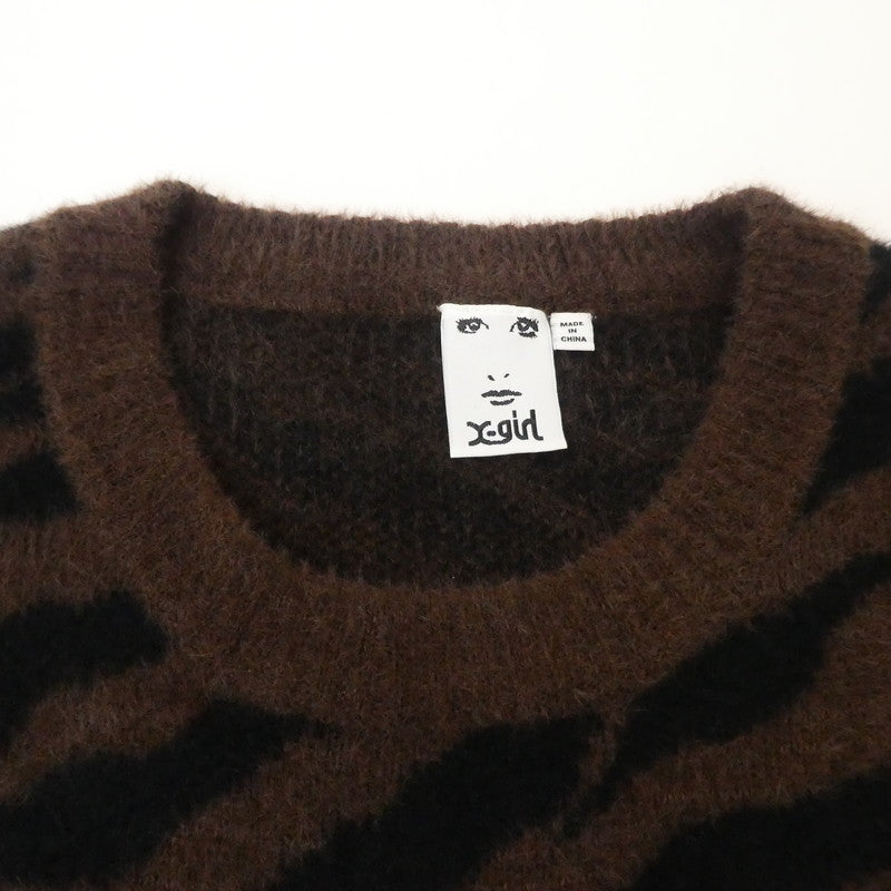 【中古】X-girl | エックスガール ZEBRA PATTERN OVERSIZED KNIT TOP セーター 105214015001 ブラウン サイズ：S