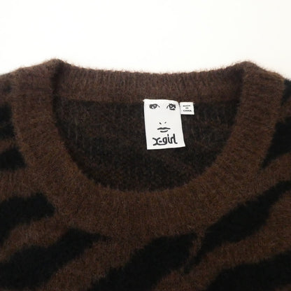 【中古】X-girl | エックスガール ZEBRA PATTERN OVERSIZED KNIT TOP セーター 105214015001 ブラウン サイズ：S