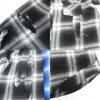 【中古】MIYAGIHIDETAKA | ミヤギヒデタカ Remake shirt 長袖シャツ Rafu003-23-01 ブルー　ブラック サイズ：M