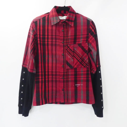 【中古】OFF-WHITE | オフホワイト BACK ARROW LAYERED LONG SLEEVE 長袖シャツ OMGA083E19E23010 レッド サイズ：XXS