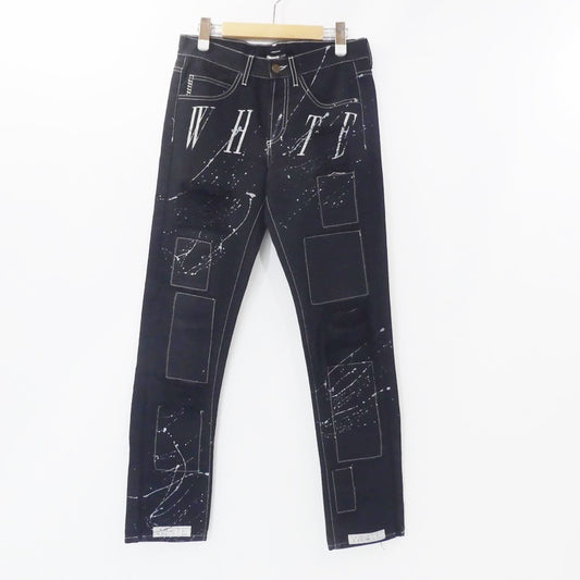 【中古】OFF-WHITE | オフホワイト リペア加工ブラックデニム デニムパンツ ブラック