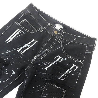 【中古】OFF-WHITE | オフホワイト リペア加工ブラックデニム デニムパンツ ブラック