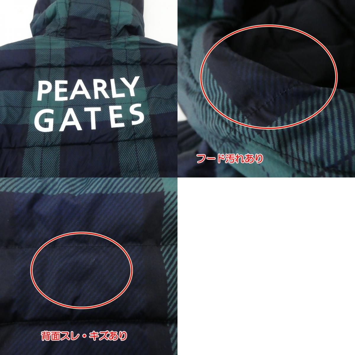 【中古】PEARLY GATES | パーリーゲイツ ストレッチタフタブラックウォッチプリント 中綿ジャケット 055-1120024 グリーン サイズ：1