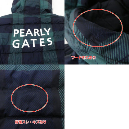 【中古】PEARLY GATES | パーリーゲイツ ストレッチタフタブラックウォッチプリント 中綿ジャケット 055-1120024 グリーン サイズ：1