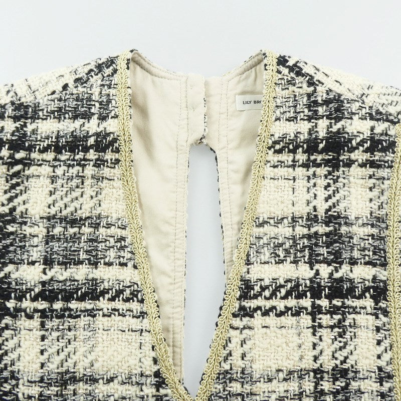 【中古】Lily Brown | リリーブラウン ツイードアタッチカラー その他トップス LWGG225351 2022A/W 付け襟 サイズ:ONE ホワイト