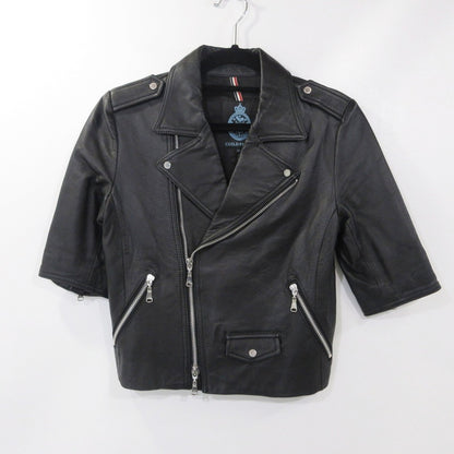 【中古】GUILD PRIME | ギルドプライム S/Sダブルレザーライダース レザー 72F76-506-09 ブラック サイズ：34