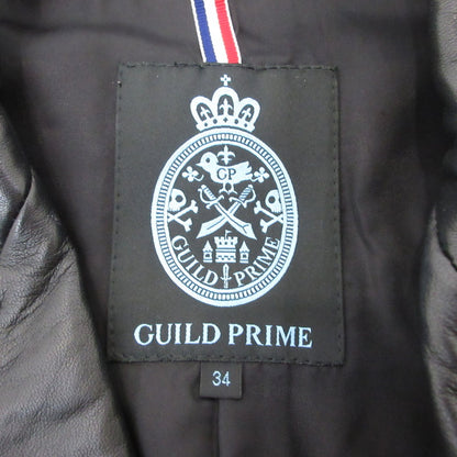 【中古】GUILD PRIME | ギルドプライム S/Sダブルレザーライダース レザー 72F76-506-09 ブラック サイズ：34