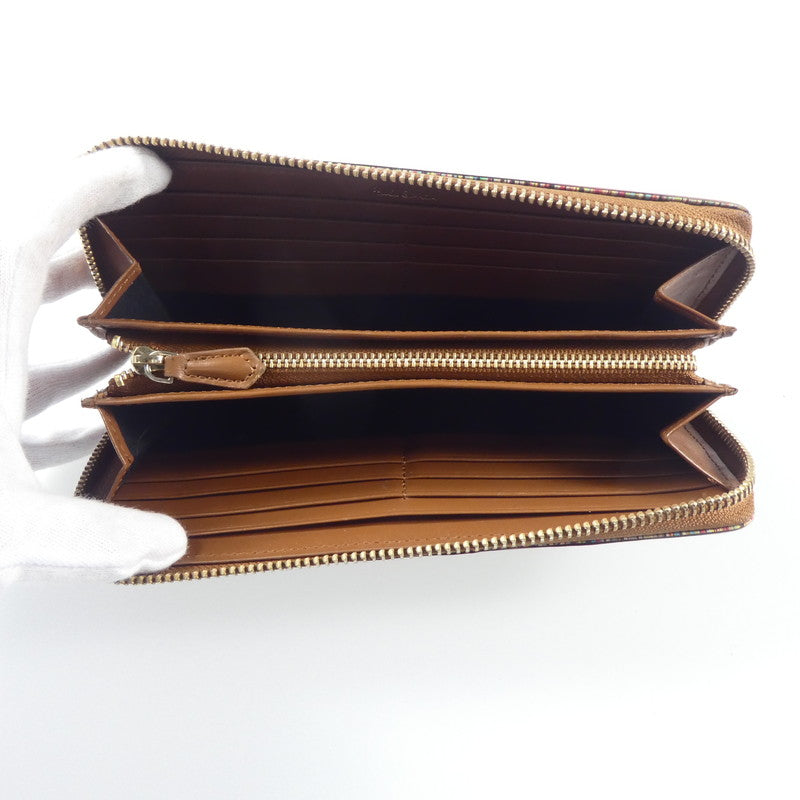 【中古】Paul Smith | ポール・スミス マルチストライプエッジ 長財布 BPS427 ブラウン