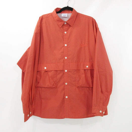 【中古】KEBOZ | ケボズ GRID CHECK BALL SHIRT 長袖シャツ レッド サイズ：L