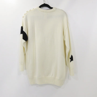 【中古】DOUBLE STANDARD CLOTHING | ダブルスタンダードクロージング レタードショルダーボタンニット セーター 0209-080-204 ホワイト サイズ：36