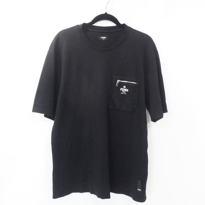 【中古】FENDI | フェンディ Logo Cotton T-Shirt 半袖Ｔシャツ FY0936 ARYR ブラック サイズ：L
