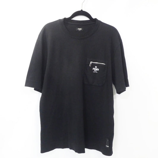 【中古】FENDI | フェンディ Logo Cotton T-Shirt 半袖Ｔシャツ FY0936 ARYR ブラック サイズ：L