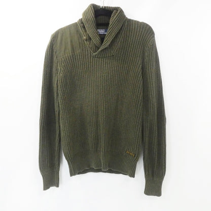 【中古】POLO RALPH LAUREN | ポロ・ラルフローレン エルボーパッチリブ編みショールカラーニット セーター MNBLSWEM3W00105 オリーブ サイズ：XS