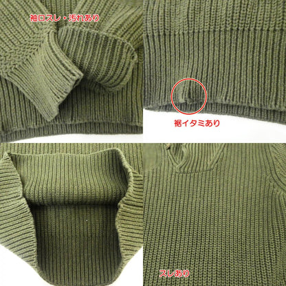 【中古】POLO RALPH LAUREN | ポロ・ラルフローレン エルボーパッチリブ編みショールカラーニット セーター MNBLSWEM3W00105 オリーブ サイズ：XS