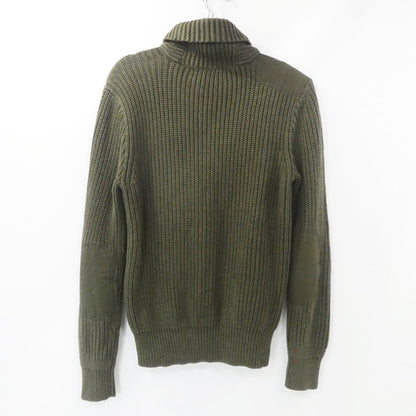 【中古】POLO RALPH LAUREN | ポロ・ラルフローレン エルボーパッチリブ編みショールカラーニット セーター MNBLSWEM3W00105 オリーブ サイズ：XS