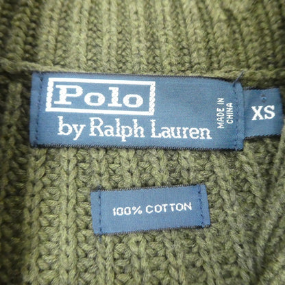 【中古】POLO RALPH LAUREN | ポロ・ラルフローレン エルボーパッチリブ編みショールカラーニット セーター MNBLSWEM3W00105 オリーブ サイズ：XS