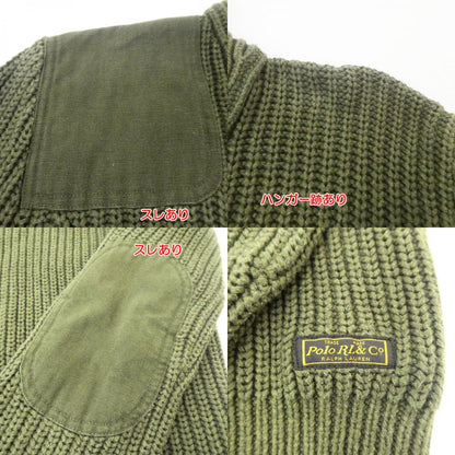 【中古】POLO RALPH LAUREN | ポロ・ラルフローレン エルボーパッチリブ編みショールカラーニット セーター MNBLSWEM3W00105 オリーブ サイズ：XS