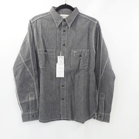 【中古】SAMURAI JEANS | サムライジーンズ 撚り杢セルビッチシャンブレーシャツ 長袖シャツ SJCBS23 グレー サイズ：L
