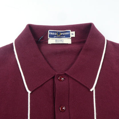 【中古】FRED PERRY | フレッドペリー Vertical Stripe Knitted Shirt ポロシャツ K9305 ボルドー/バーガンディー サイズ：36